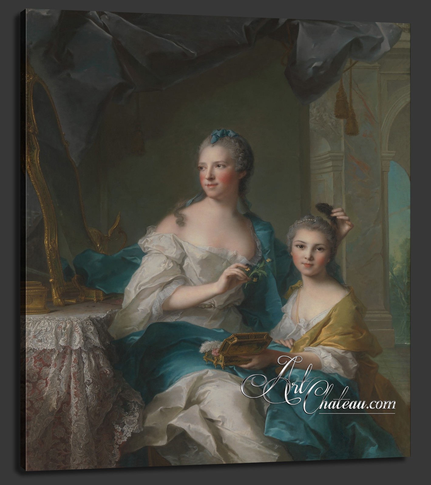 Rococo Painting of Madame Marsollier and Her Daughter