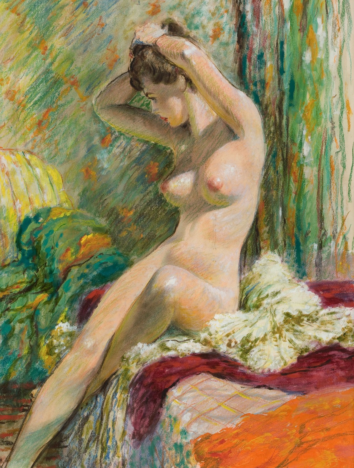 Seated Nude, c.1957, Gouache and Tempera on Board