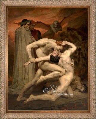Dante and Virgile Painting, after William Bouguereau