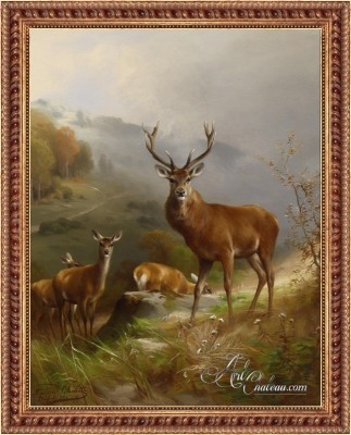 Mountain Red Deer, after German artist Anton Schmitz