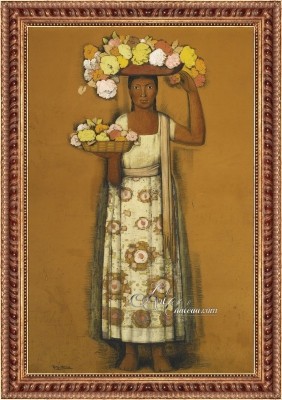 Woman with Flowers, after Alfredo Ramos Martínez