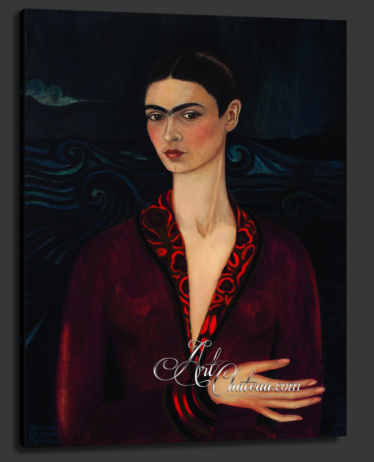 Self-Portrait in a Velvet Dress, after Frida Kahlo