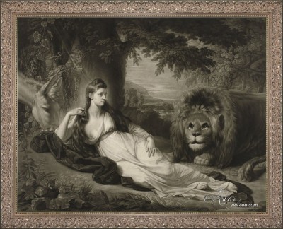 Portrait of Miss Hall with a Lion, after Benjamin West