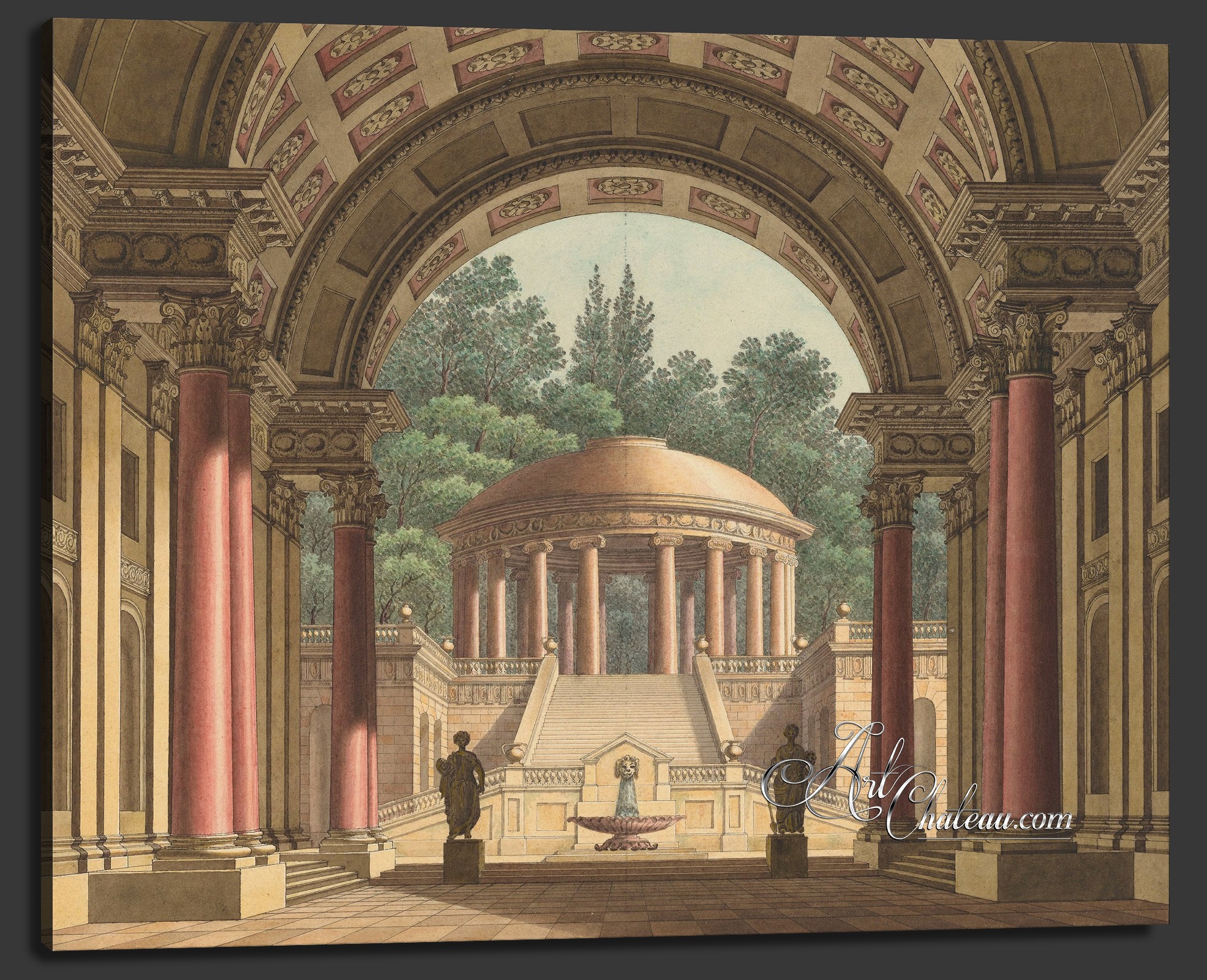 Circular Temple, after Vintage Architectural Print, Louis XVI Style